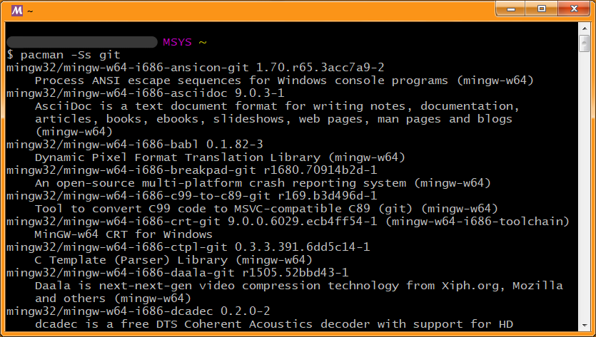使用 pacman 搜尋 git