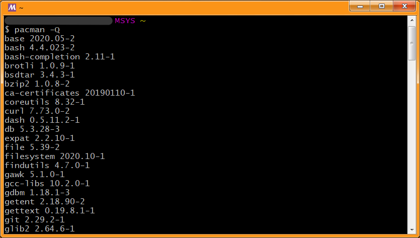 pacman -Q