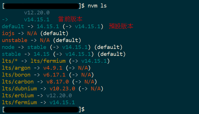 nvm 顯示已安裝版本結果