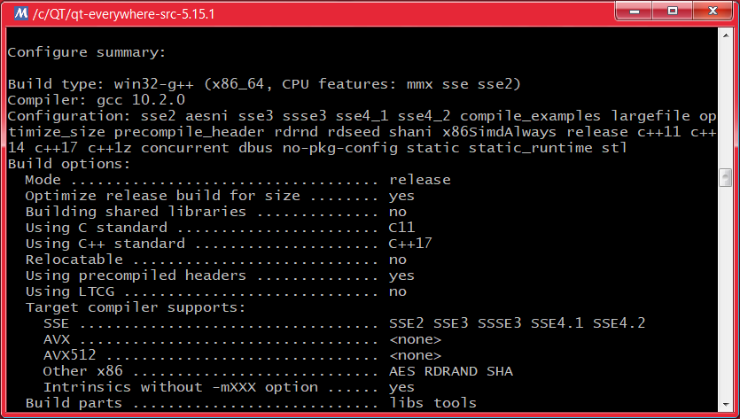 QT環境檢查結果